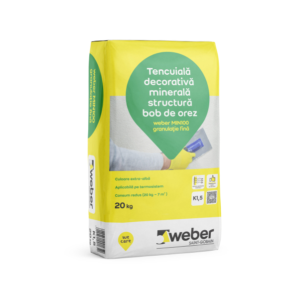 Weber MIN100 TENCUIALĂ DECORATIVĂ MINERALĂ EXTRA-ALBĂ K1,5